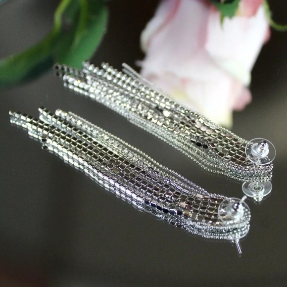 Chic Tryangle Gold Dangle Crystal Earrings - Picture 8 of 10